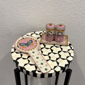 Anthropologie Pink and Gold Mosaic Kitchen Set